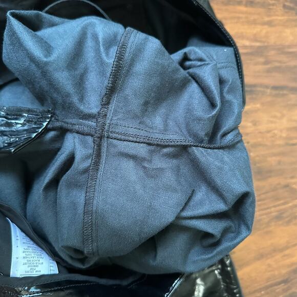 GOOD AMERICAN Faux Leather Pants Black Glossy Crackled HR Flare NWT - Picture 8 of 16